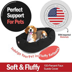 Majestic Pet 32 Inch Suede Calming Dog Bed Washable 32x23x7 (Inch) – Cozy Soft Round Donut Dog Bed with Spine Support for Dogs to Rest Their Head - Pet Bed Medium – Black (2025)