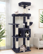 Globlazer Sturdy Cat Tree, 68-inch Large Cat Tower for Indoor Adult Cats 20 lbs Heavy Duty Cat Tree for Big Cats with Extra Large Platform, 5 Scratching Post, S68, Dark Grey