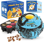 4-IN-1 Dog Toys - Frozen Dog Treat to Keep Them Busy, Treats Puzzle Ball Toy, Interactive Treat Dispensing Dog Toy, Durable Rubber Chew Toys, DIY Freezable Fillable Treat Toy, Mental Enrichment Toys