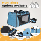 YUDODO 25 lbs Lightproof Airline Approved Cat Small Dog Carrier for Travel Bag Soft Sided Pet Puppy Carriers with Side Pockets & Reflective Mesh, Foldable Portable for Outdoor Car Large Lake Blue