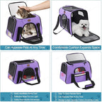 Cat Carrier Dog Carrier Pet Carriers for Medium Small Cats Dogs Puppies up to 15 Lbs,TSA Airline Approved Small Dog Cat Carriers Soft Sided,Collapsible Travel Puppy Carrier (Purple, Large)