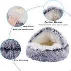 Cat Cave Bed Round Plush Fluffy Hooded Cat Bed Cozy Cats beds Cushion Sofa for Small Dogs Pet Beds Doughnut Calm Anti-nxiety Dog Bed - Waterproof Bottom Washable