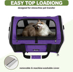 Per Carrier for Cat 18x11x11 Inch FAA Complaint, Kitten Taxi Top Load Soft Cloth Bag, Small Animal Portable in Cabin Crate Shih Tzu Dog Kennel Carry Case, 4-Sided-Ventilated Kitty Purse Purple