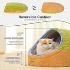 Jiupety Cat Beds for Indoor Cats, Cat Cave Bed and Kitten Bed, Hideway Cat House and Cat Tent with Anti-Slip Bottom, Washable Removable Cushion, M(16"x16"x13"), Green.