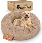 Donut Dog Bed - Premium Comfort for Anxiety Relief - Fluffy & Calming Design with Ultra-Plush Support | Cozy Round Dog Bed with Super Soft Circle Style (Size XL Camel)