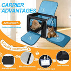 Petskd Extra Large Cat Carrier with Wheels and Litter Box 24"x17"x17" for Large Cat or 2 Small Cats, Collapsible Soft Sided Pet Carrier for Car Travel with Lockable Safety Zippers(Black)
