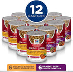 Hill's Science Diet Healthy Cuisine, Adult 1-6, Great Taste, Wet Dog Food, Variety Pack: Roasted Chicken, Carrots & Spinach; Braised Beef , Carrots & Peas Stew, 12.5 oz Can Variety Pack, Case of 12