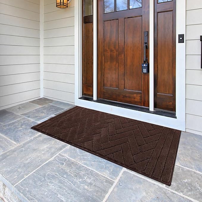 Tindbea Dog Mat for Muddy Paws,Absorbs Moisture Dirt Non-Slip Washable Mud Mat for Dogs,Soft Rubber Backing Front Inside Pet Rug for Entryway, Mud Dog Paws, Patio(24"x59",Coffee)