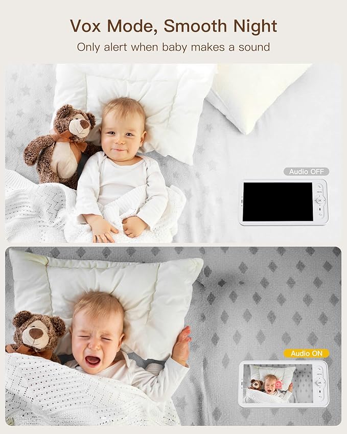ARENTI WiFi Baby Camera Monitor B2 Kit 2025 Upgraded, 5-inch Wireless Display, Smartphone App, Encrypted Connection, Lullaby, Super Night Vision, Auto Tracking, Temp Sensor, Support Local Storage