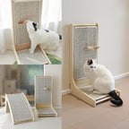 PETKARAY Cat Scratcher, Sisal Cat Scratch Pad, L Shape Scratching Board for Indoor Kitty, Floor Mounted Scratcher with Mouse Toy Catnip