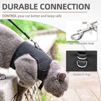PUPTECK Soft Mesh Cat Vest Harness and Leash Set Puppy Padded Pet Harnesses Escape Proof for Cats Small Dogs Rabbits Bunny, Black Large