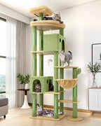 Globlazer Cactus Giant Cat Tree, 83 inch Cat Tree for Indoor Cats Large Adult, XXL Cat Tower with 9 Scratching Posts for 20lb+ Heavy Duty Large Adult Cats, F83, Green