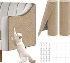 2 Pcs 39.4"x15.8" Cat Scratch Mat, Cat Scratch Couch Furniture Protector, Trimmable Self-Adhesive Cats Scratch Pads, DIY Cat Scratcher for Wall Protector and Covering Cat Tower (Khaki)