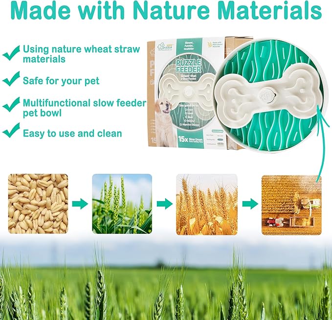 Suhaco 4 in 1 Puzzle Feeder Dog Bowls Slow Feeder Dog Bowls Large Slow Feeding Bowl for Dogs, Dog Puzzle Game Slow Feeder for Dry and Wet Food Dog Food Bowl for Large Dogs, 9.8IN (Green)