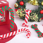 SCENEREAL Christmas Dog Toys, Durable Crutch Bone Rope Toys 4 Pack, Bite Resistant Chew Toy for Teething Cleaning, Xmas Element Rope Toy for Puppy Small Medium Large Dogs