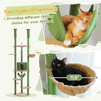 PEQULTI Floor to Ceiling Cat Tree 92.9’’-101.6’’ Height Adjustable Cat Tower Tall Kitty Climbing Play House with Scratching Posts, Cozy Condo, Perches and Large Hammock for Indoor Cats Green