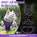 rabbitgoo Cat Harness and Leash Set for Walking Escape Proof, Adjustable Soft Kittens Vest with Reflective Strip for Cats, Comfortable Outdoor Vest, Purple, S