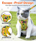Halypet Cat Harness and Leash Set for Walking, Escape Proof Adjustable Vest Harness with 3-in-1 Integrated Buckles, Easy Control Soft Breathable Mesh with Reflective Strips for Cats, XS, Bright Yellow