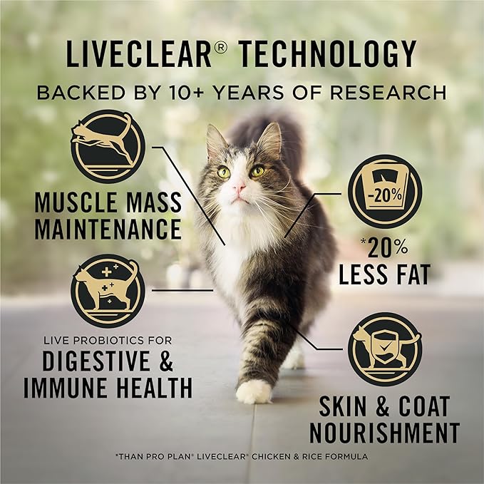Purina Pro Plan LiveClear Cat Food Weight Management and Cat Allergen Reducer Chicken and Rice Formula - 3.2 lb. Bag