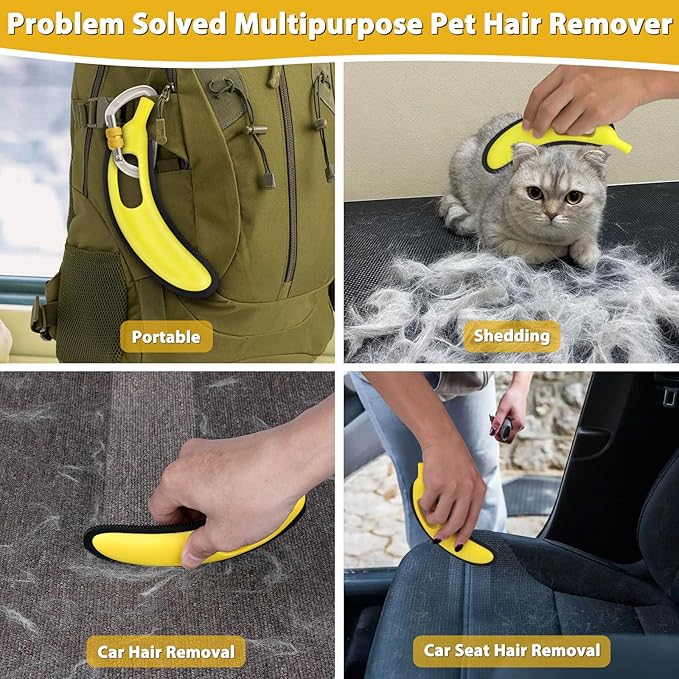 2-Pack Pet Hair Remover - Banana Cat Dog Hair Remover with Efficient Pet Grooming Gloves|Gentle Bathing Shedding Brush Dog Glove|Reusable Pet Hair Removal Tool for Carpet Couch Cat Fur & Lint