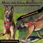 rabbitgoo Dog Harness for Large Dogs No Pull, Tactical Service Pet Vest with Molle and Control Handle, Adjustable and Reflective Military Harness for Easy Walking and Training, Red, XL