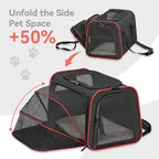 Petsfit Expandable Cat Carrier Dog Carriers,Airline Approved Soft-Sided Portable Pet Travel Washable Carrier for Kittens,Puppies,Removable Soft Plush mat and Pockets,Locking Safety Zippers
