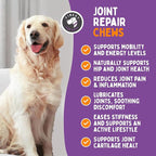 Joint Repair Hip and Joint Chews for Dogs - Finest for Pets Glucosamine, Chondroitin, MSM, Omega 3 & Turmeric for Dog Joint Support, Mobility & Pain Relief - (120 Chicken Flavored Chews, Made in USA)