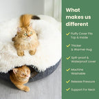 CATTASAURUS Peekaboo Cat Cave for Multiple & Large Cats Up to 30-45 Lbs, Fluffy Cat Beds for Indoor Cats, Scratch Detachable & Washable Tunnel Bed, Comfy Donut Cat Cave (Dark Gray, Large (Calming))