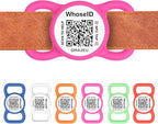 QR Code Dog Tag with NFC, Personalized Pet ID Tag, Silent Silicone Dog ID Tag, Modifiable Pet Online Profile, Multiple Emergency Contact, Scan QR Code Send GPS Location Email (Small, Rose)