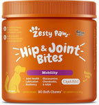 Zesty Paws Hip and Joint for Dogs, Glucosamine for Dogs Hip and Joint Supplement with Chondroitin, MSM, Vitamins C & E - Bacon, 90 Count