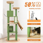 PAWZ Road 70 Inch Cat Tower, Cactus Cat Tree with 2 Cozy Condos, 2 Plush Perch, Large Basket, 2 Scraching Pad & 6 Scraching Posts for Indoor Cats Large Adult