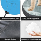 Heated Cat Bed for Indoor Cats, 19" Round Heated Pet Bed with Chew Resistant Cord. Soft & Cozy Electric Pet Heating Pad, Indoor Kitty Heating Bed Cat Heating Pad for Small and Medium Cats.