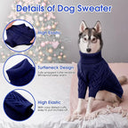 ASENKU XXL Dog Sweater for Extra Large Dogs,Pet Sweatshirt Apparel Turtleneck Pullover Winter Dog Outfits for Pitbull, Labrador Retriever(Royal Blue, 2XL)