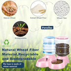 2 Pack Automatic Cat Feeder and Water Dispenser in Set Gravity Food Feeder and Waterer Pet Food Bowl for Small Medium Dog Pets Puppy Kitten Big Capacity 1 Gallon x 2 (Pink)