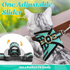 rabbitgoo Cat Harness and Leash Set for Walking Escape Proof, Adjustable Soft Kittens Vest with Reflective Strip for Cats, Comfortable Outdoor Vest,Green,M