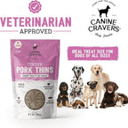 Canine Cravers Single Ingredient Dog Treats – Pork Thin Tenders - Human Grade Air Dried Hypoallergenic Pet Food – Grain, Gluten, and Soy Free – 100% All Natural - 5.3 oz