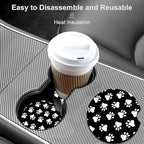 Car Coasters for Cup Holders,2 Pack Dog Paw Car Cup Holder Coasters,2.75" Universal Size Anti Slip Rubber Mat,Automotive Cup Holder Decal Decor,Dog Gifts for Dog Lovers for Women,Men,Mom