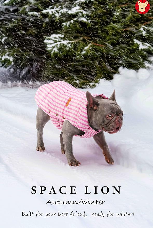 SPACE LION Puffer Jacket, Down Winter Coat, Waterproof, Windproof, Lightweight Jacket, Adjustable Fit for Large Dogs(Pink,2XL)