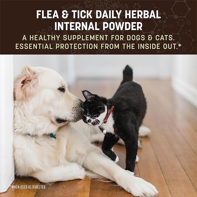 Earth Animal Apothecary Natural Flea & Tick - Daily Internal Herbal Powder Supplement for Dogs & Cats - 8 oz