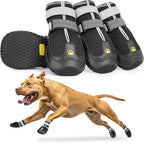 LUCKYPAW Dog Shoes for Large Medium Dogs, Breathable Dog Boots for Hot Pavement, Paw Protectors for Summer Walking Hiking Winter Snow Outdoor, Non Slip Reflective Booties for Hardwood Floor (Black, 6)