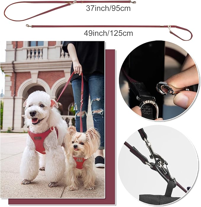 Puppytie No Pull xs Dog Harness with Multifunction Dog Leash,Soft Adjustable No Choke Escape Proof Pet Harness Vest,Plaid deep red,xs