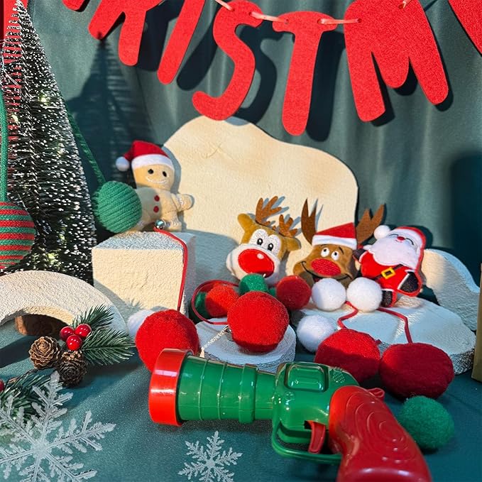 17Pcs Christmas Cat Toys Interactive Cat Toys Christmas Countdown Christmas Kitten Gift Indoor Interactive Cat Gift Set Toy with Hairball Launcher, Balls