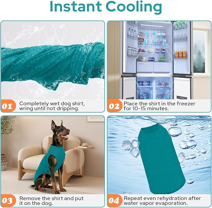 2 Pack Dog Shirts, Quick Dry Lightweight Dog T-Shirts Sleeveless Vest, Breathable Pet Clothes Tank Top for Large Medium Dogs, Mint Blue+Orange Yellow (M)