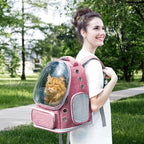 Cat Backpack Carrier with Bubble Window, Breathable & Foldable Pet Travel Carrier for Small Dogs and Cats, Airline-Approved for Hiking & Outdoor Use