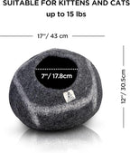 Luxurious Eco-Friendly Merino Wool Cat Cave Bed - Foldable Hideaway Pod for Indoor Cats - Premium Felt Kitten Beds - Covered Cat House for Ultimate Cozy Comfort by Woolygon