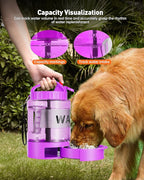 Portable Dog Water Bottle Bowl - 77 oz Travel Water Bowl Dispenser for Dogs Leak Proof, Suitable for Large Pet Drinking, A Must Have for Outdoor, Camping, Walking, Beach, Hunting Other Scenes （Purple）