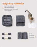 Feandrea Cat Tree, 26.4-Inch Cat Tower, S, Cat Condo for Kittens up to 7 lb, Large Cat Perch, 2 Cat Caves, Scratching Post, Smoky Gray UPCT611G01
