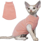 PUMYPOREITY Cat Sweater, Warm Kitten Clothes, Fleece Winter Coat for Hairless Cats, Soft Dog Fleece Vest, Cold Weather Pet Sweater for Dogs and Cats, Pink, M