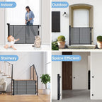 120″ Extra Wide Baby Gate – 34″ Tall Retractable Pet Gate for Large Openings, Hallways, Room Dividers – Mesh Safety Barrier for Indoor Outdoor Use, Black