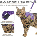 PUPTECK Cat Harness and Leash Set Escape Proof, Reflective Adjustable Soft Mesh Kitten Vest Harness for Walking Travel, Purple, M
